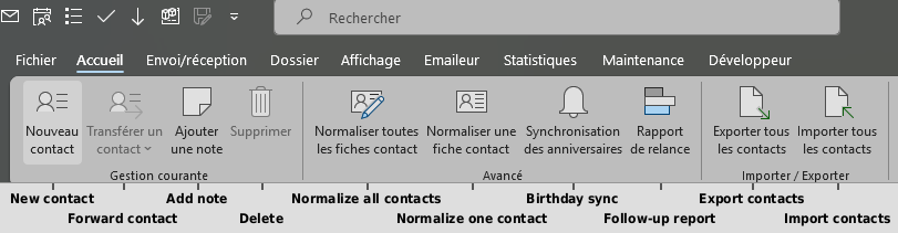 L'onglet Carnet d'adresses